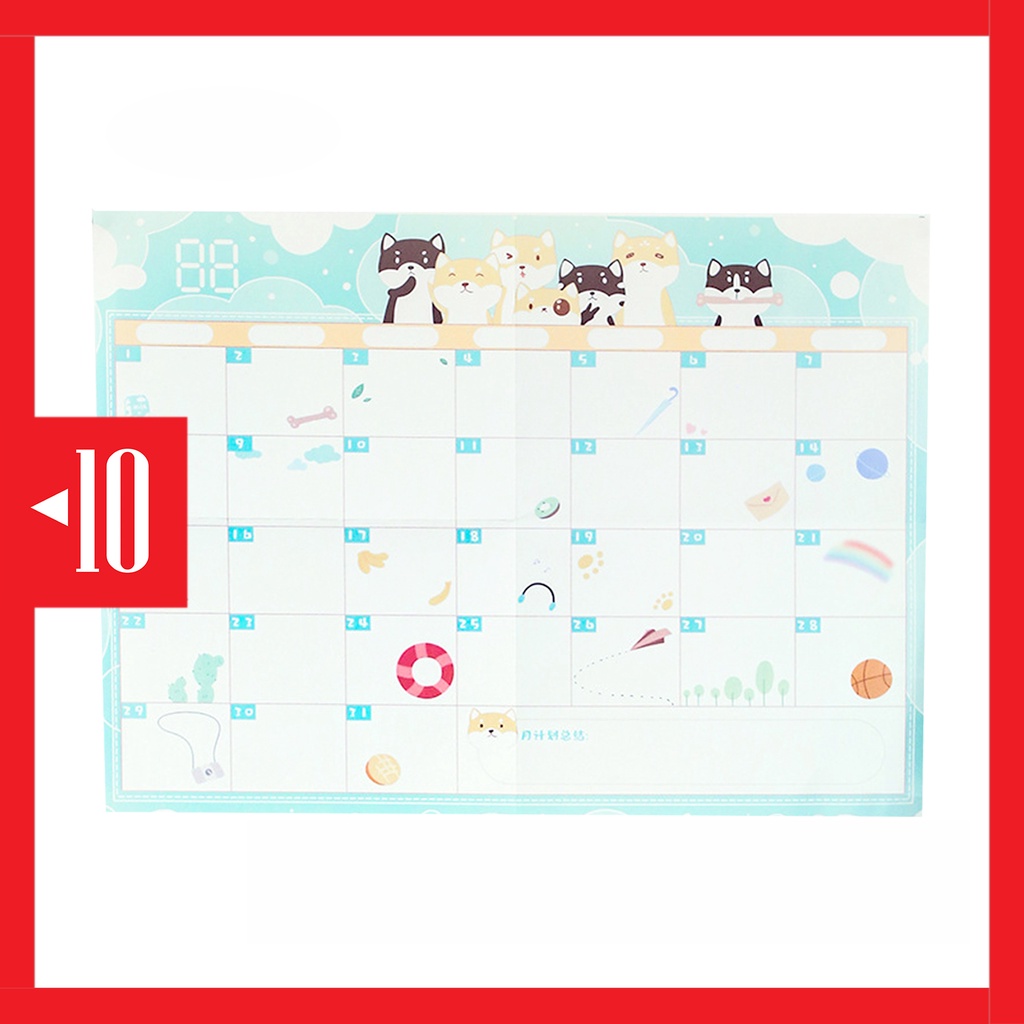 

KTA2 poster kalender monthly plan jadwal bulanan planner memo tempel tembok kucing cute cat