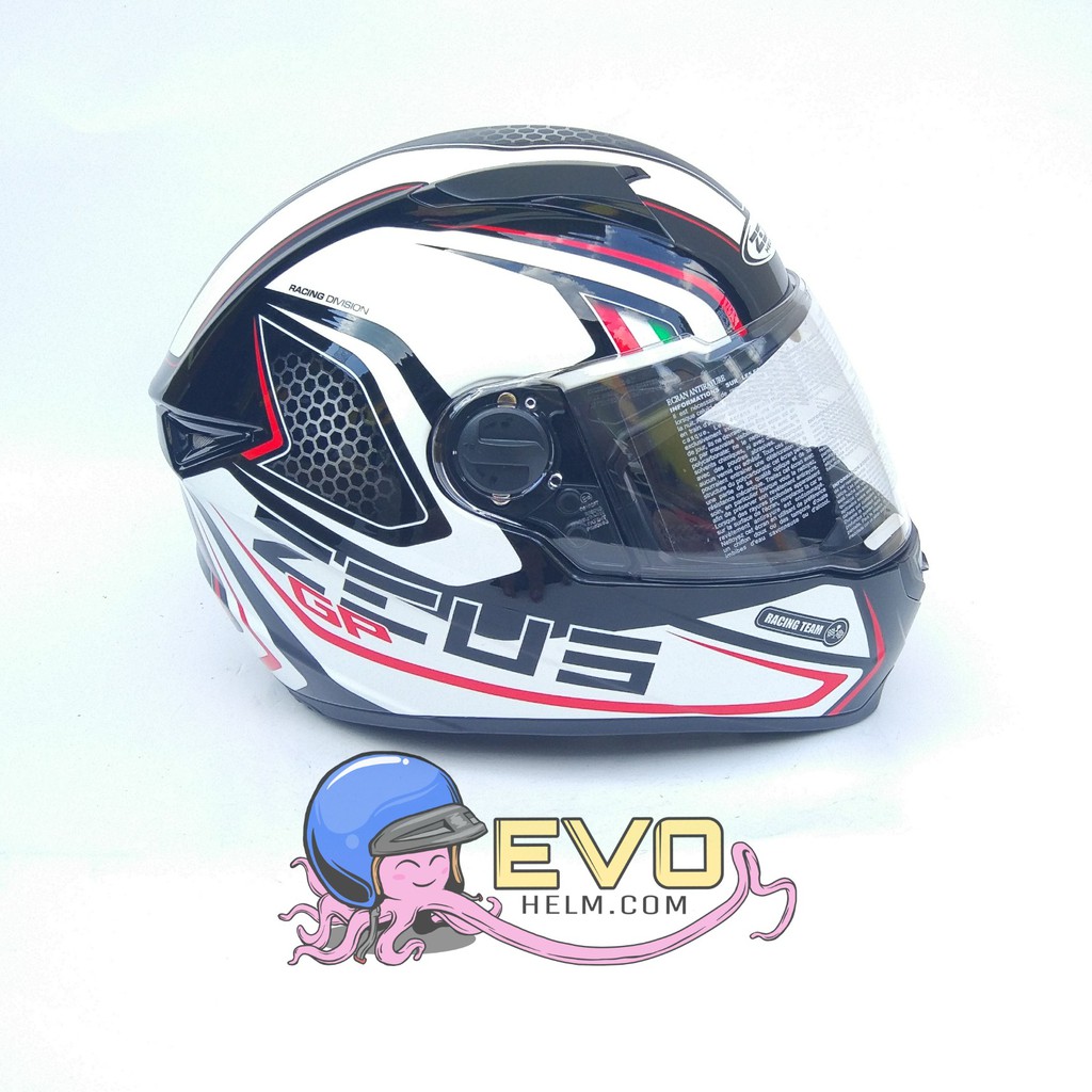 HELM ZEUS FULL FACE BLK AL3  RED - FREE SMOKE VISOR ZEUS ORIGINAL ( ONGKIR 2KG )