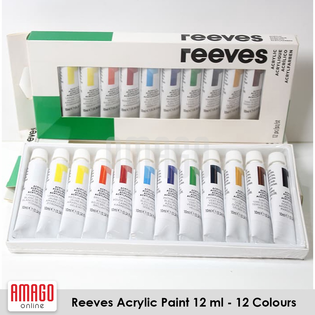 REEVES ACRYLIC PAINT 12 ml - SET 12 COLOURS - TUBE