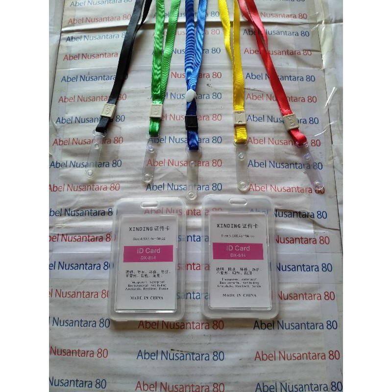 

Tali id card lanyard kait kancing karet paket Casing id card tutup bening