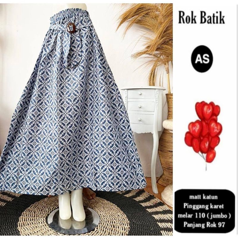 Rok Katun Motif Batik Wanita Remaja Dewasa Panjang Jumbo Fashion Muslim Kekinian Terbaru Pekalongan-24