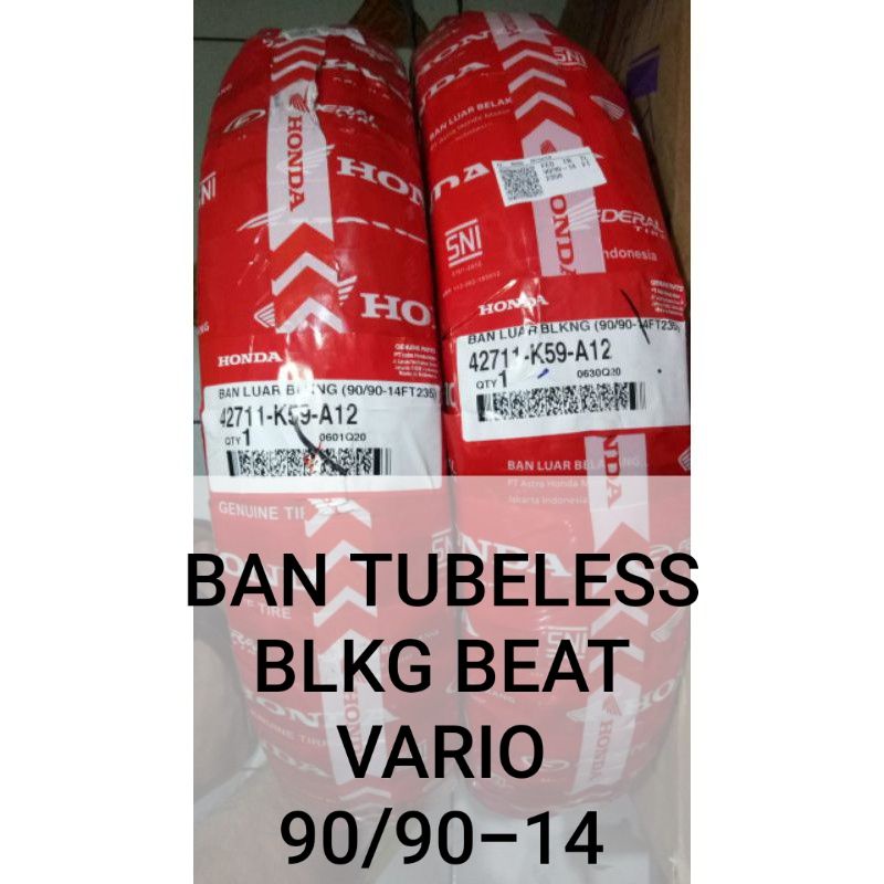 BAN TUBELESS 90/90-14 BAN BELAKANG BEAT VARIO AHM FEDERAL BAN TUBLES BELAKANG BEAT VARIO ORIGINAL