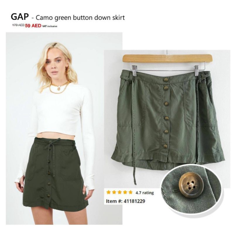 Gp Green button utility down skirt