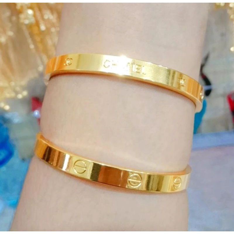 GELANG TANGAN BRACELET TITANIUM GOLD//GELANG TANGAN WANITA