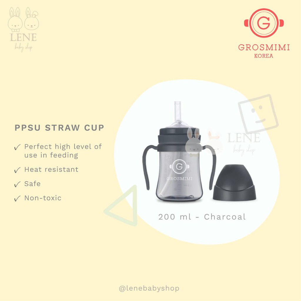 Grosmimi PPSU Straw Cup Dark Series 200 ml &amp; 300 ml