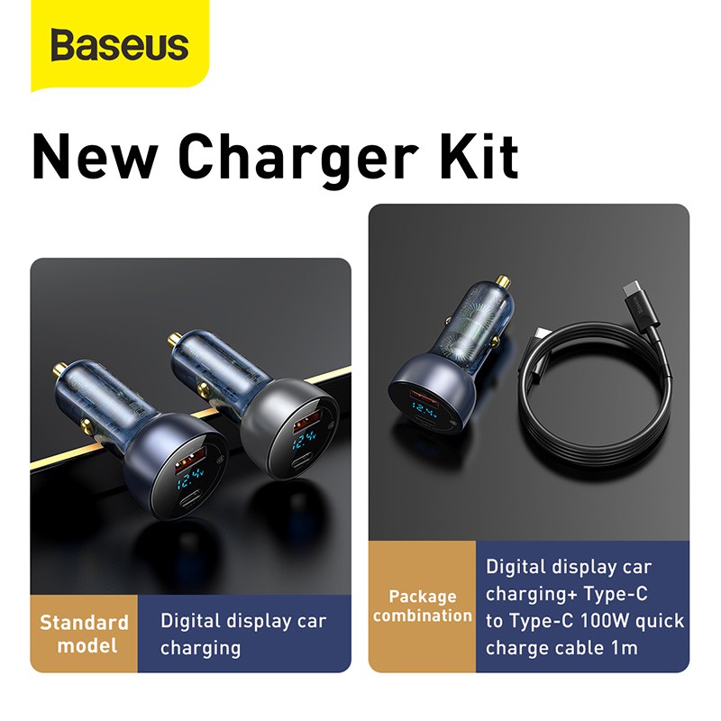 Baseus 65W Car Charger Mobil Fast charging Type C PD+USB Quick Charge