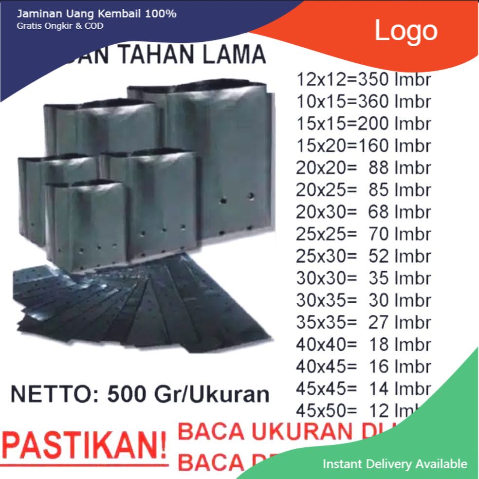 Polybag Plastik / Pot plastik polybag per 500 gram ( 1/2 kg)  / Kantong Tanaman