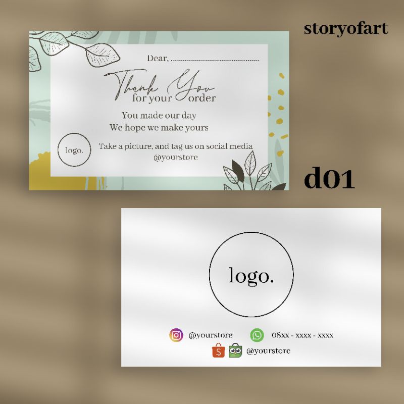 

Cetak Thank You Card Doff (Free Design) 1 hari jadi