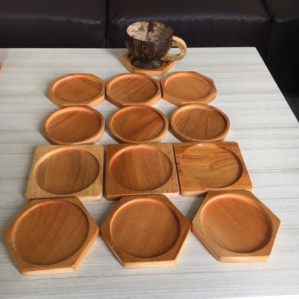 Tatakan Gelas Tatakan Kayu Alas Gelas Coakan MAHONI