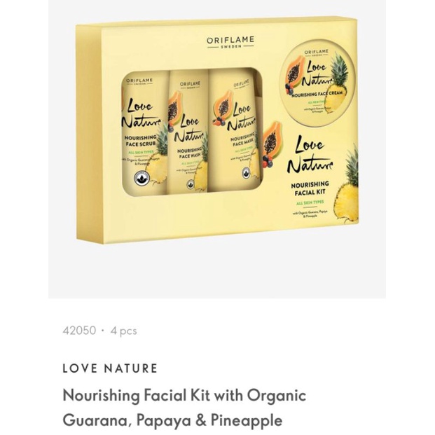 LOVE NATURE NOURISHING FACIAL KIT WITH ORGANIC GUARANA, PAPAYA &amp; PINEAPPLE