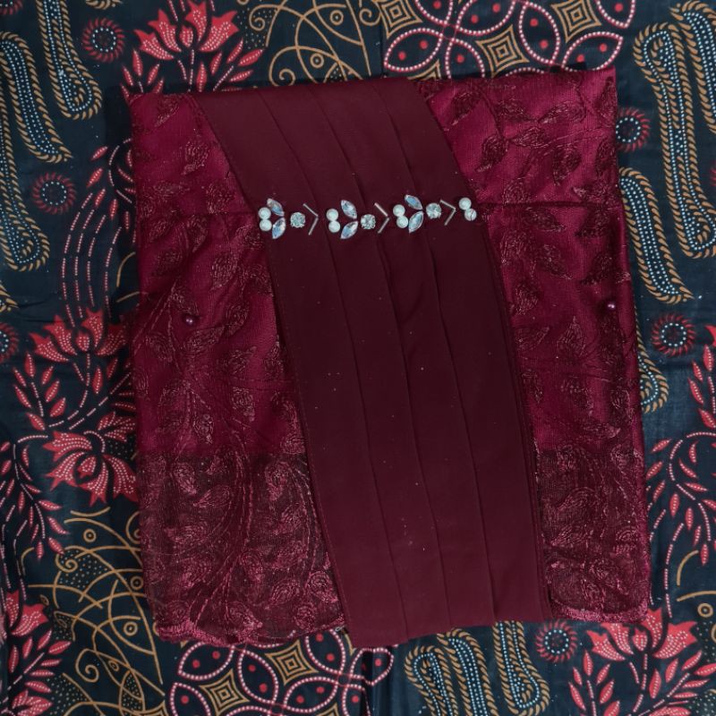 SHOPASHOP SOLO Batik Kebaya Couple Denira Payet ceruty-Maroon