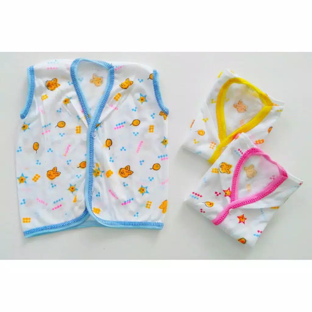 Grosir 1 lusin baju atasan panjang / pendek / singlet tanpa lengan kutung kancing depan bayi newborn baru lahir