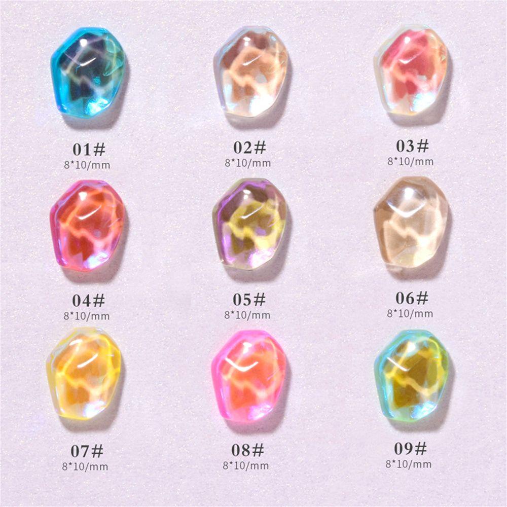 Chookyy 5pcs Nail Rhinestones Nail Aksesoris Manicure Aurora Flatback Shiny Crystal Nail Art Dekorasi