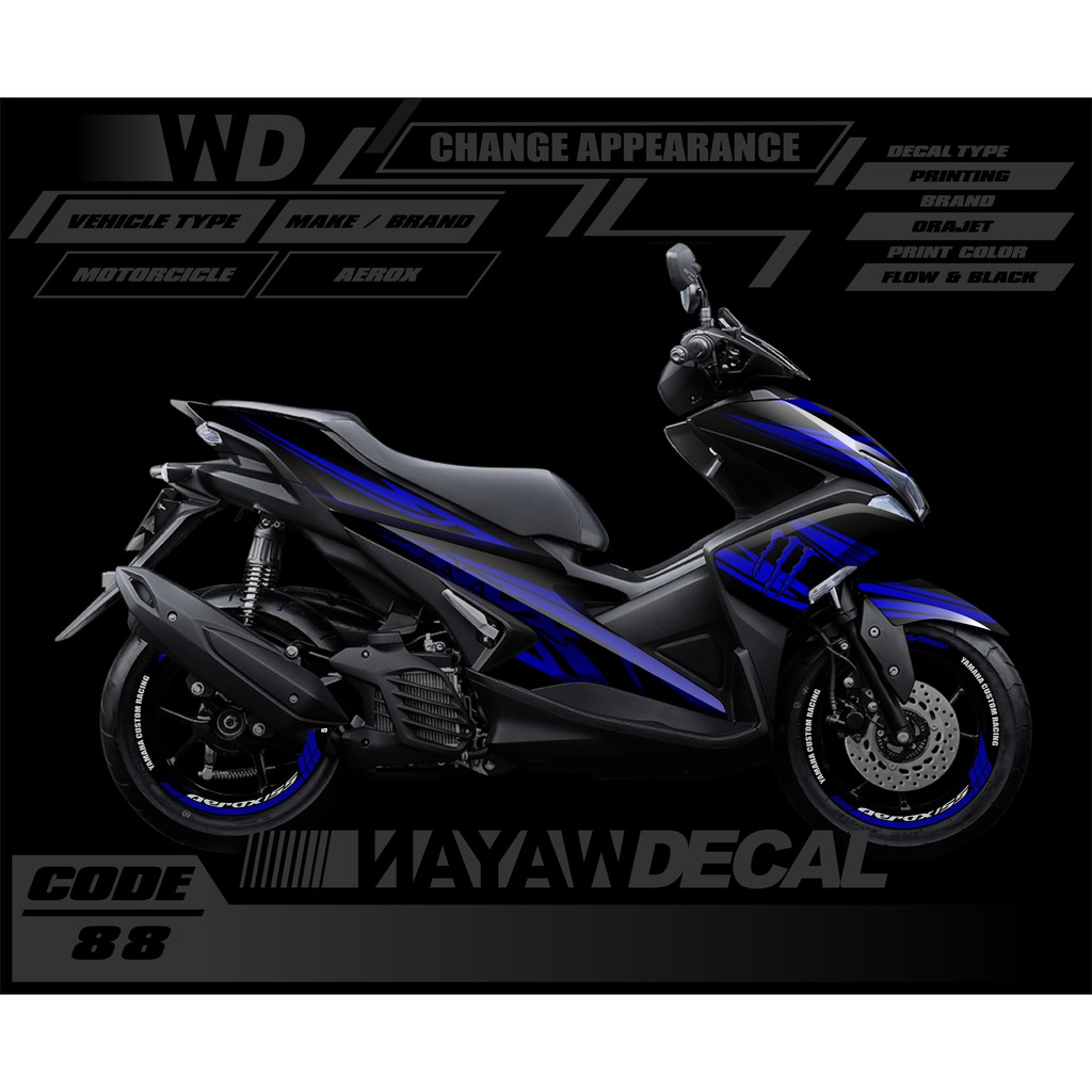 DECAL AEROX 155 HITAM FULL BODY
