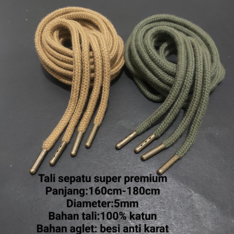 Tali sepatu boots katun bulat 5mm super premium.