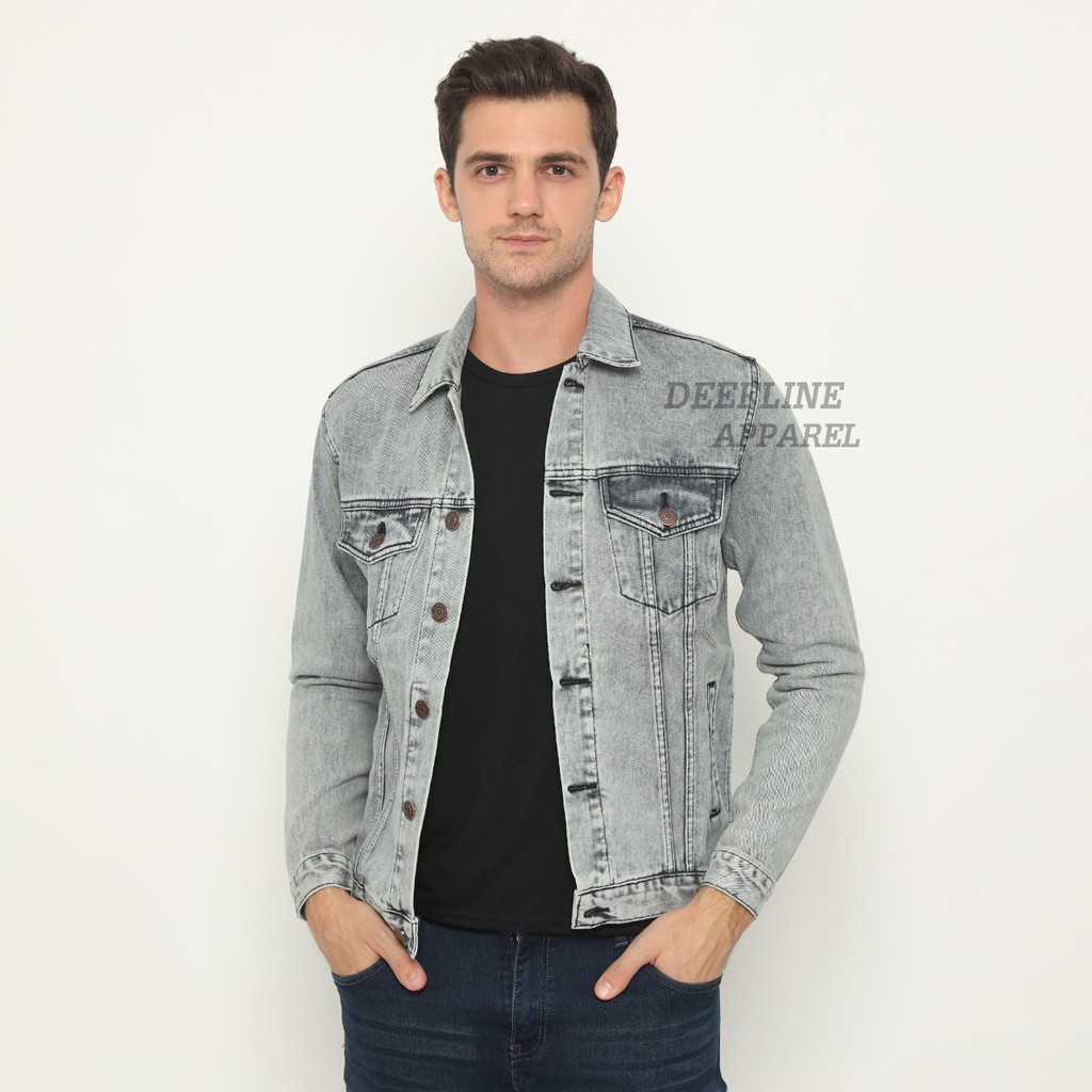 Jaket Jeans Pria - Jaket Denim Pria - Jaket Terbaru - Jaket Snow Abu - Jaket Deefline Apparel