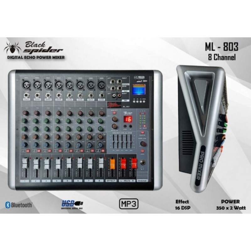 Power Mixer black spider 8 Channel BSS ML -803