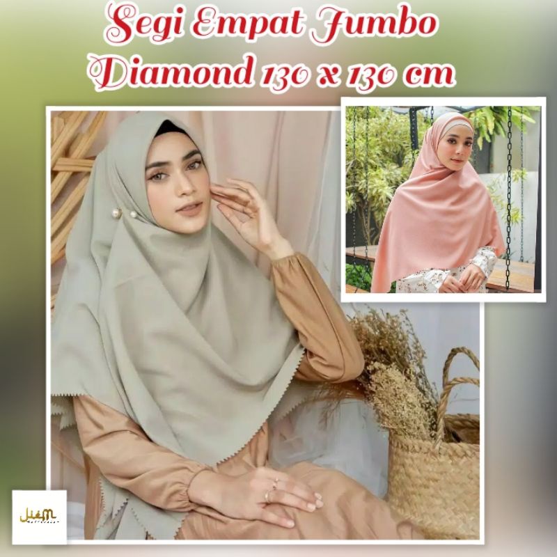 Hijab Jumbo Diamond/Hijab Segi Empat Syar'i 130x 130 cm