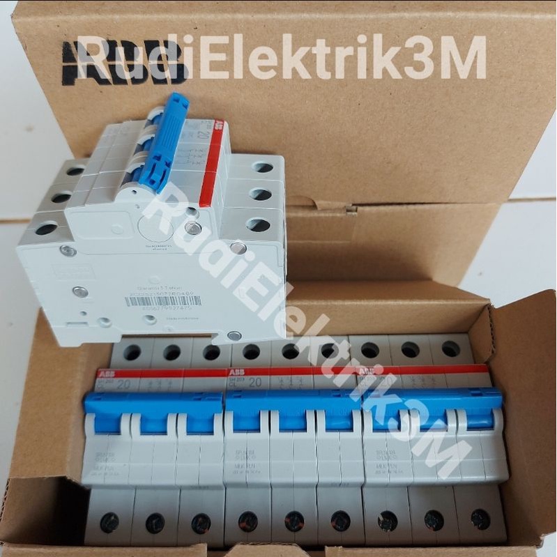 MCB ABB 20A 3Phase Original PLN type SH 203 Biru