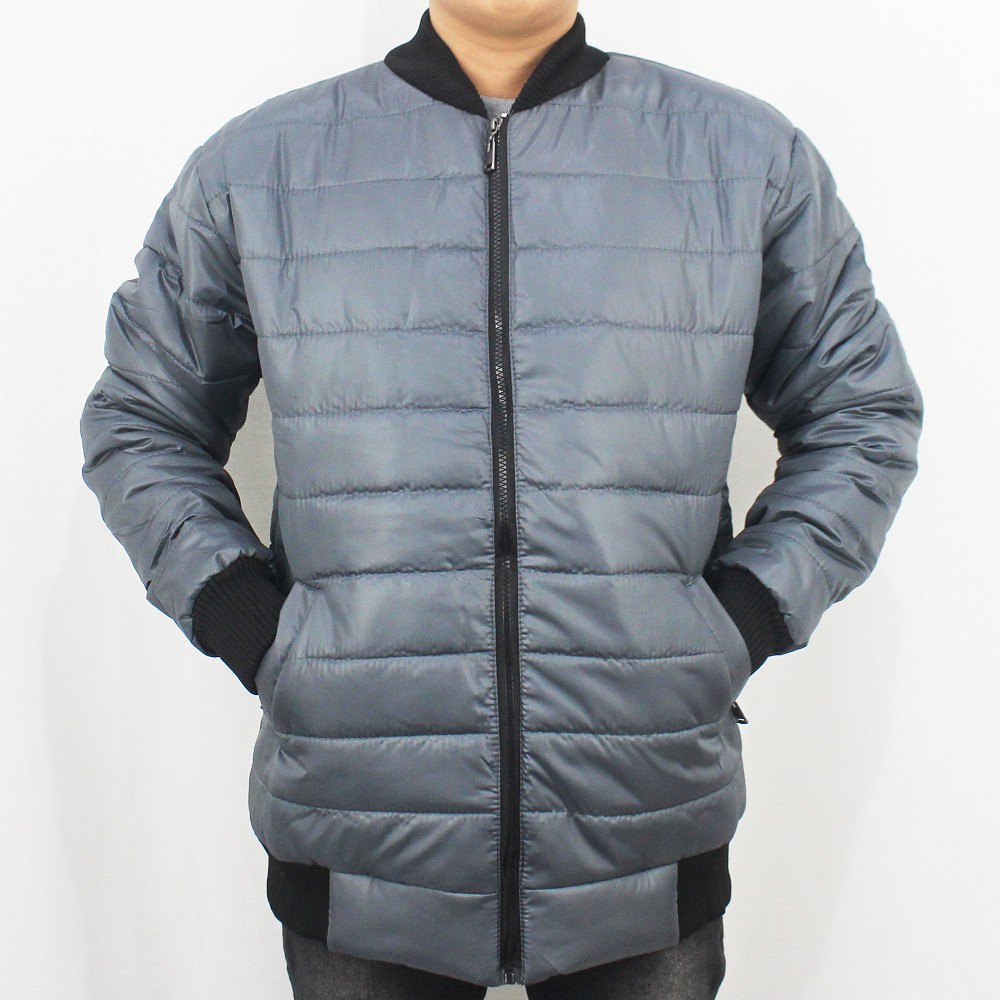 JAKET BOMBER PUFFER TEBAL PRIA - JAKET WINTER - JAKET PARASUT TEBAL - JAKET GUNUNG TEBAL PRIA ABU