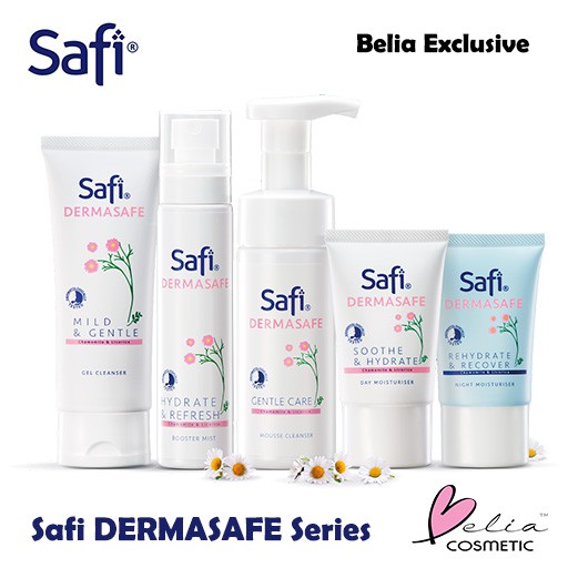 ❤ BELIA ❤ Safi Dermasafe Gel Cleanser Mousse Booster Mist Day Night Moisturizer 3 Essential Kit