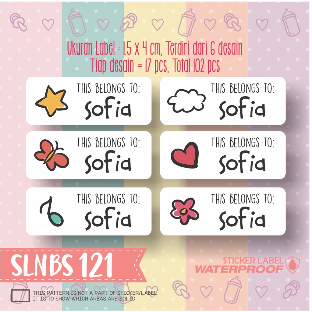 

stiker label nama anak kartun sticker anti air bunga tanaman SLNBS 121