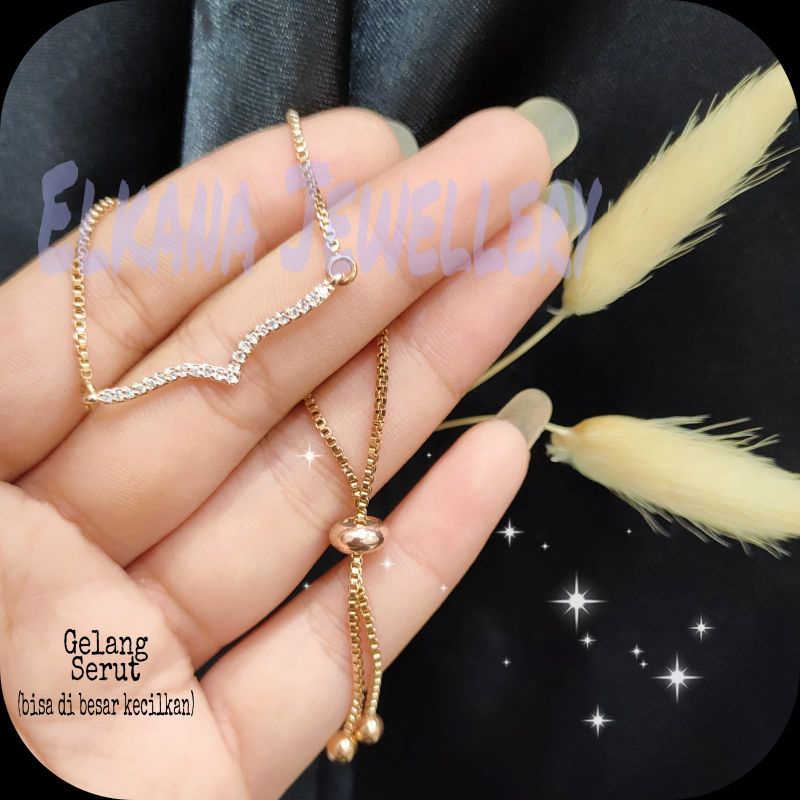 KALUNG&amp;GELANG VIRAL!! FUJI PERMATA DIAMOND DESAIN SUPER SIMPLE ELEGAN PERHIASAN EMAS KOREA ANTI KARAT&amp;ANTI KUNTUR TERBAIK