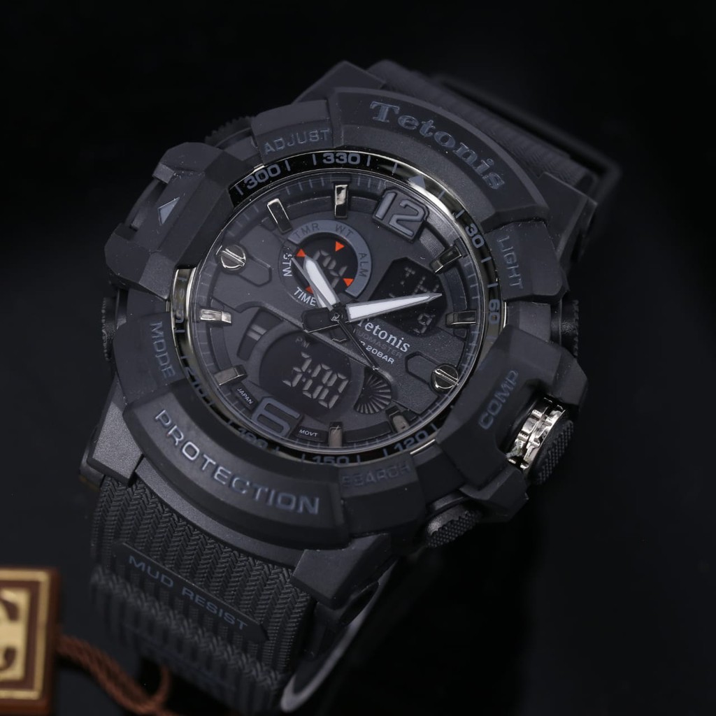 Tetonis 0407 - Jam Tangan Sport Pria - Dual Time Mode - Rubber Strap - Original