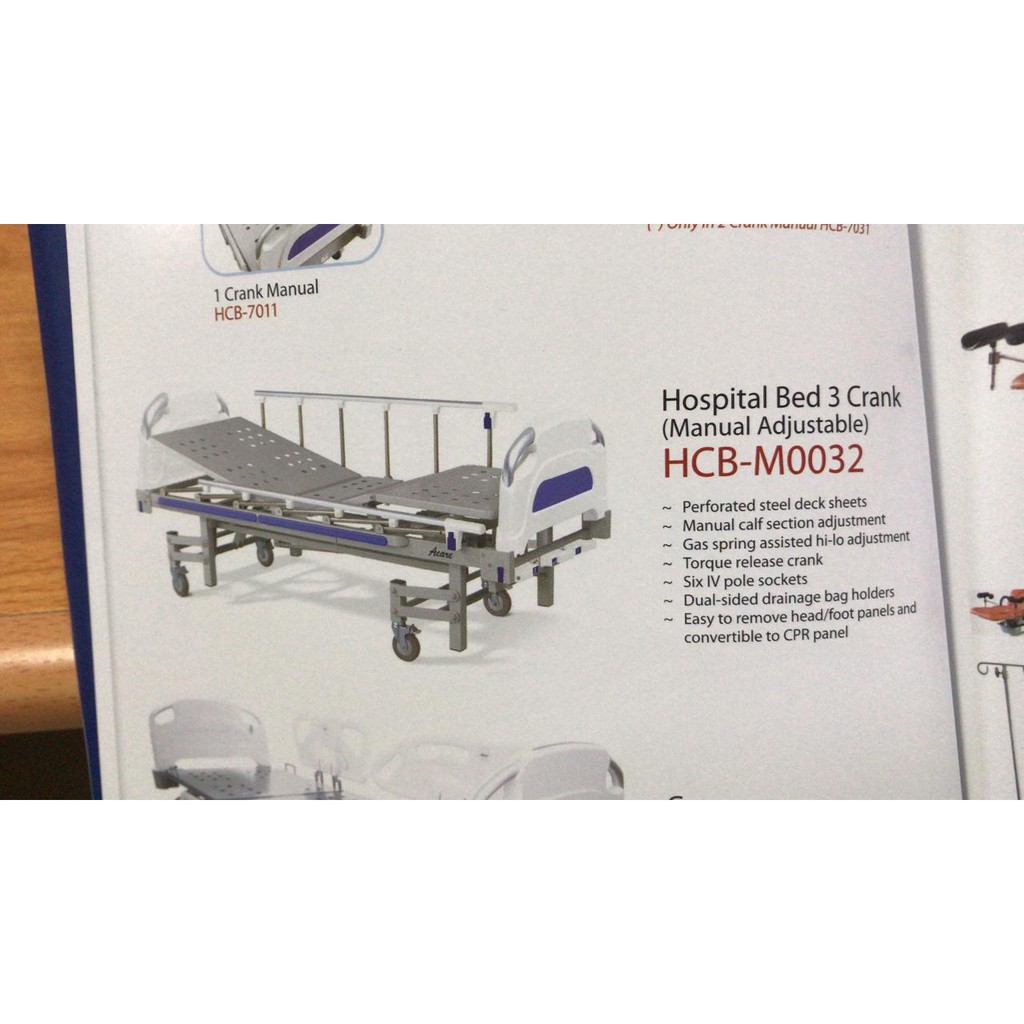 Ranjang Pasien Acare HCB-M0032 Hospital Bed 3 Crank Manual - Ranjang Rumah Sakit