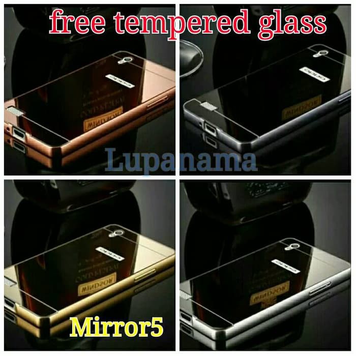 paket bumper case mirror oppo mirror 5 free tempered glass mirror5