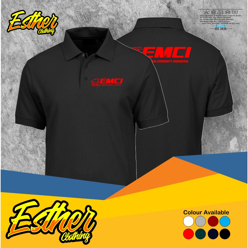 (HOT) Poloshirt Polo Kaos ELf Mania Community EMCI Back Kaos Komunitas-Estherstore