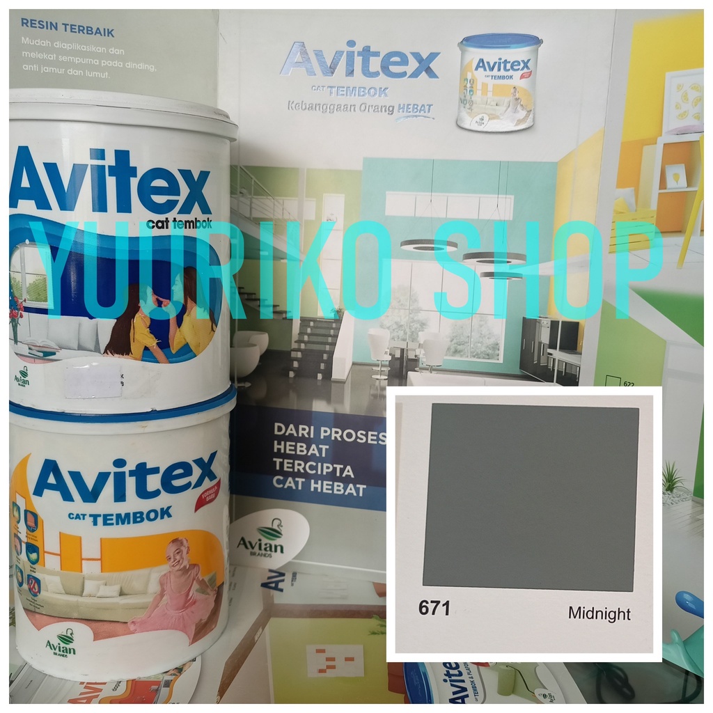 Cat tembok avitex 1kg cat campuran air/cat plafon,triplek 671 Midnight