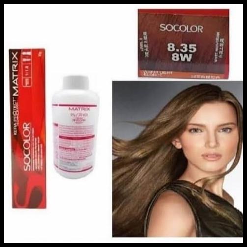 Paket Cat Matrix Socolor 8.35 8W Warm Light Blonde So Color Oxidant