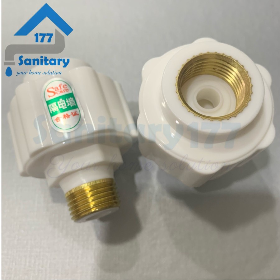 Nepel Pengaman Water Heater 1/2 inch Plastik Kuningan-Napel Fitting Kontak sambungan air Panas Protector