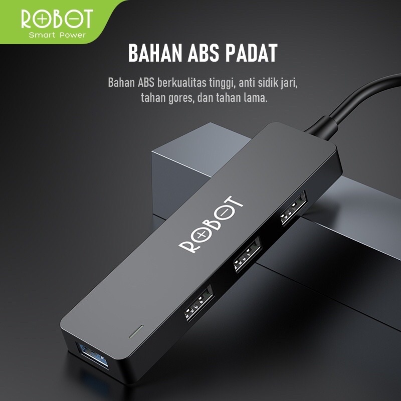 ROBOT USB Hub H160 4 Ports USB 2.0 &amp; USB 3.0 High Speed 5GBPS Original - Garansi Resmi 1 Tahun