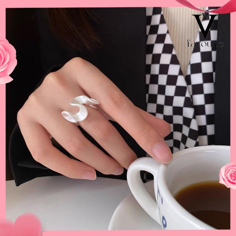 [COD]Cincin Renda Zirkon Gelombang Matte Pembukaan Cincin Sederhana Wanita yang Dapat Disesuaikan-FA