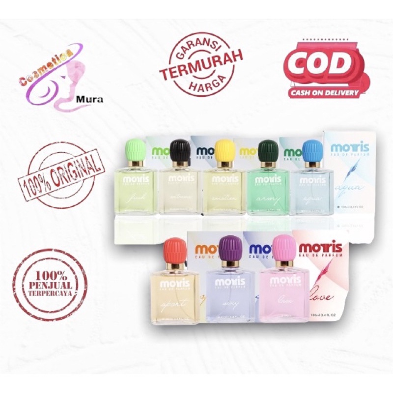 [ 100 ml ] morris eau de parfume botol kaca pendek