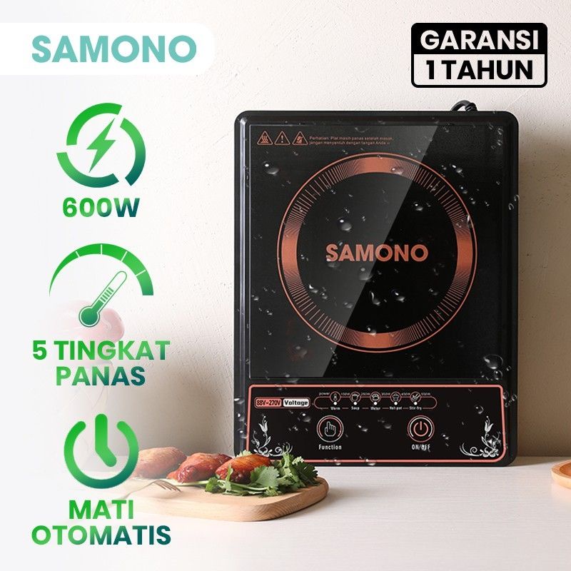 SAMONO WS01 Smart Kompor Listrik Induksi 600W Hitam Oren Waterproof High Quality Murah