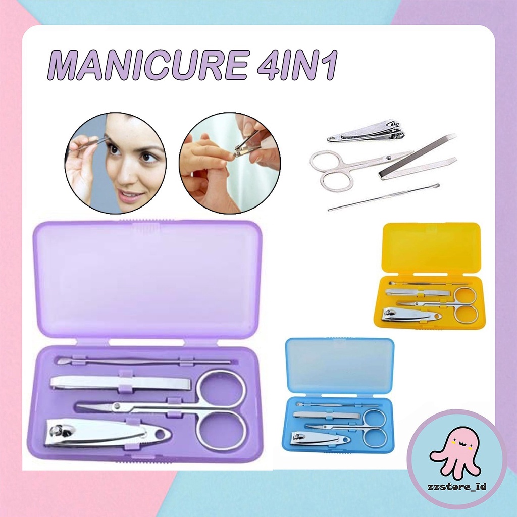 Menicure Pedicure Set 4IN1 / Manicure Pedicure Alat Gunting Kuku 4 in 1 ISI 4pcs