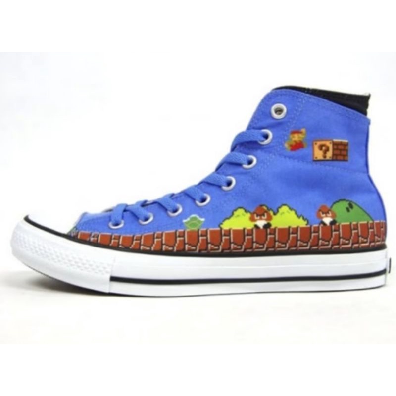 SEPATU Converse x Super Mario Bros RARE "25th Anniversary" Black Hi