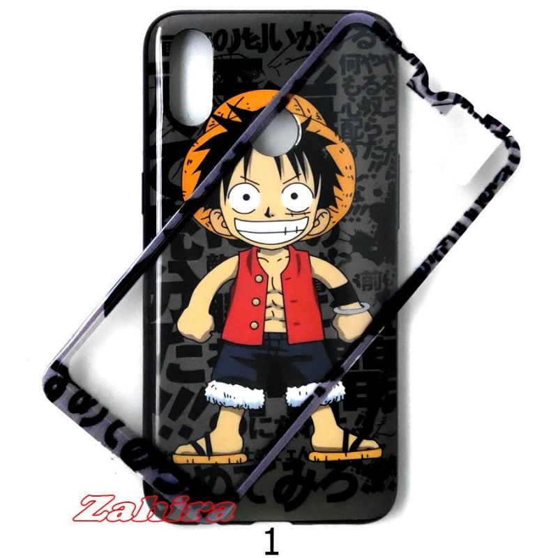 Case Glossy Cartoon Plus Tempered /360 Jelly Glossy 3 Type Samsung/Vivo/Oppo/Xiaomi