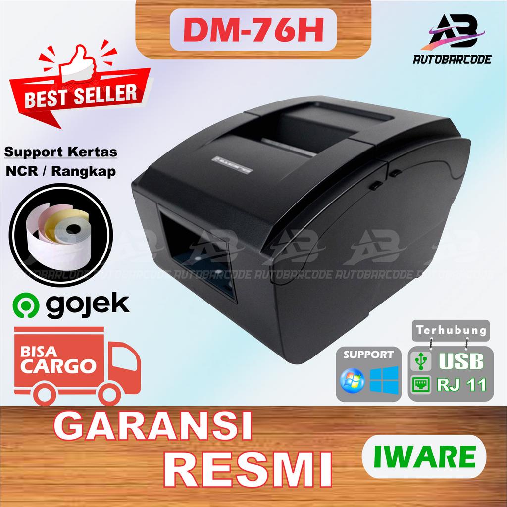 Printer Kasir Rangkap Kertas Sharkpos DM-76H NCR 1ply 2ply 3ply 76MM Tellstruk DM76H / DM 76 H Multioffice 76X60 Dotmatrix / Dot Matrix - Dotmatrik Iware