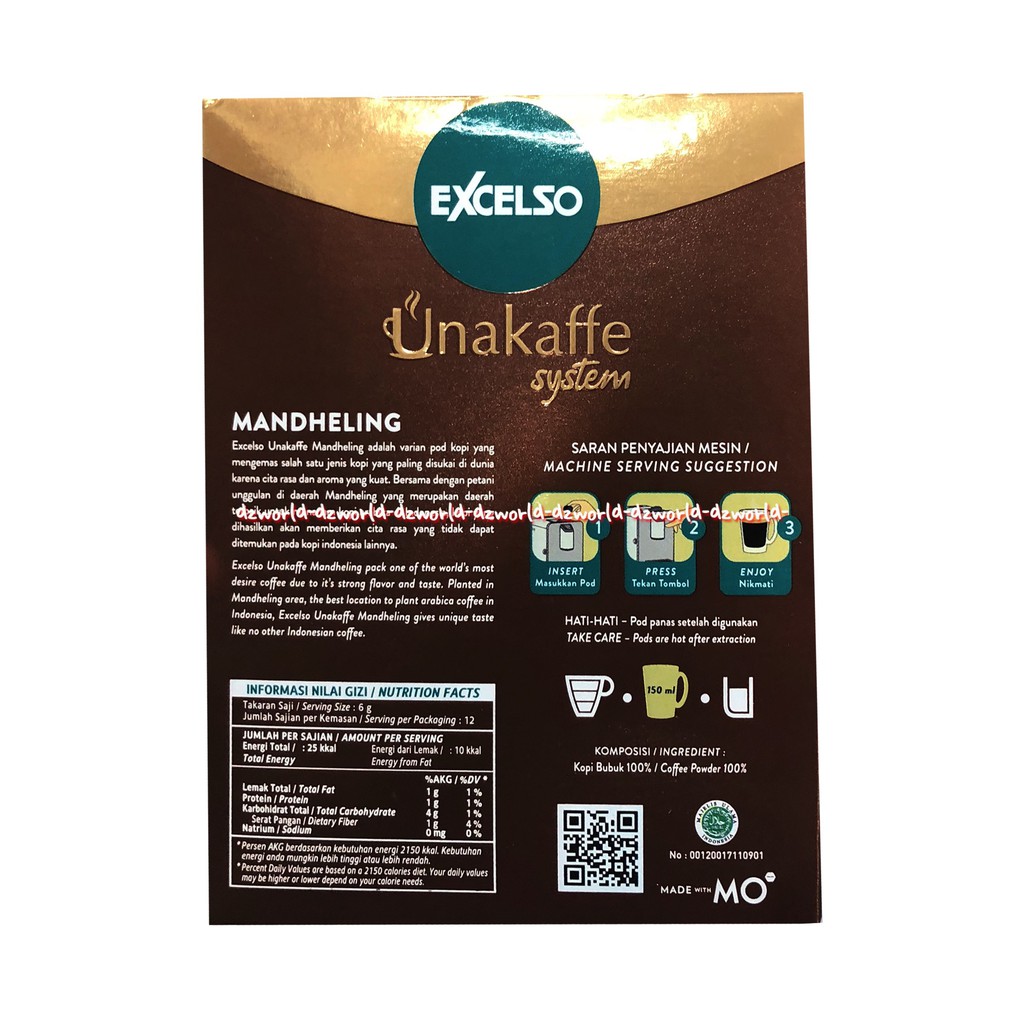 Excelso Unakaffe 12pod Mandheling Sumatera Coffee Kopi Sumatra Cair 12 pod Kopi Excelso Cair Ekselso Unakafe Mandaeling Sumatra Kopi Kapsul Capsul Coffee