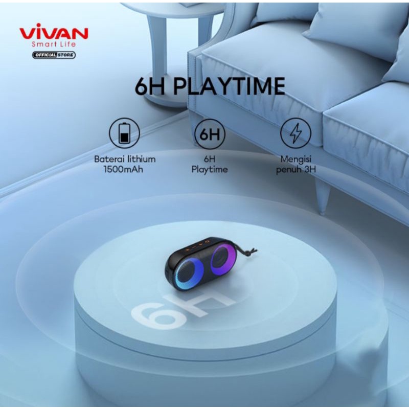 Speaker Bluetooth Music Box Anti Air VIVAN VS16 Wireless Audio Portable Original