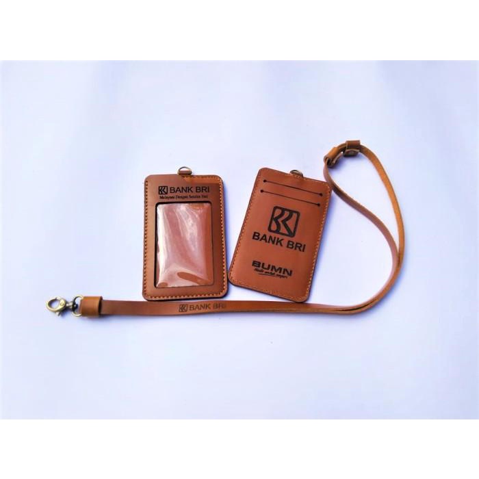 

Name Tag Id Card Holder Bank Bri Kulit Asli Bonus Tali Lanyard