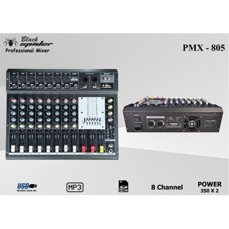 Power Mixer Black Spider PMX - 805 MP3 8 Channel