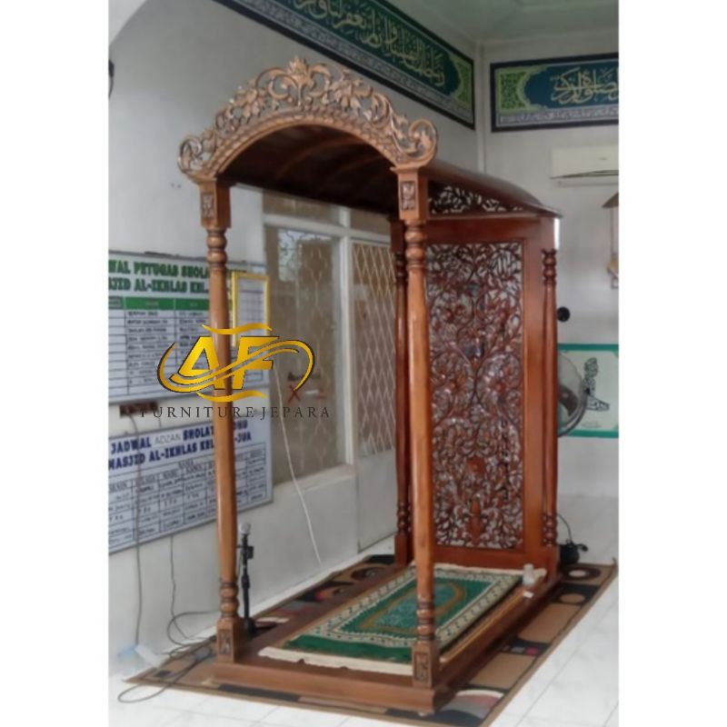 Mihrab masjid/tempat imam, mihrab kayu jati ful ukiran mewah