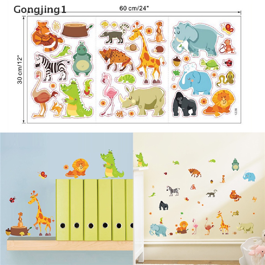 Gongjing1 Stiker Dinding Motif Monyet / Gajah / Kuda Untuk Dekorasi Kamar Anak