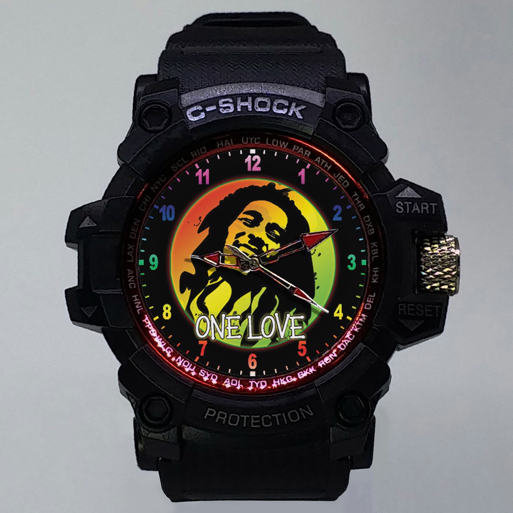 (ISTIMEWA BOSSQUE) JAM TANGAN BOB MARLEY LIST MERAH - EXCLUSIVE 1