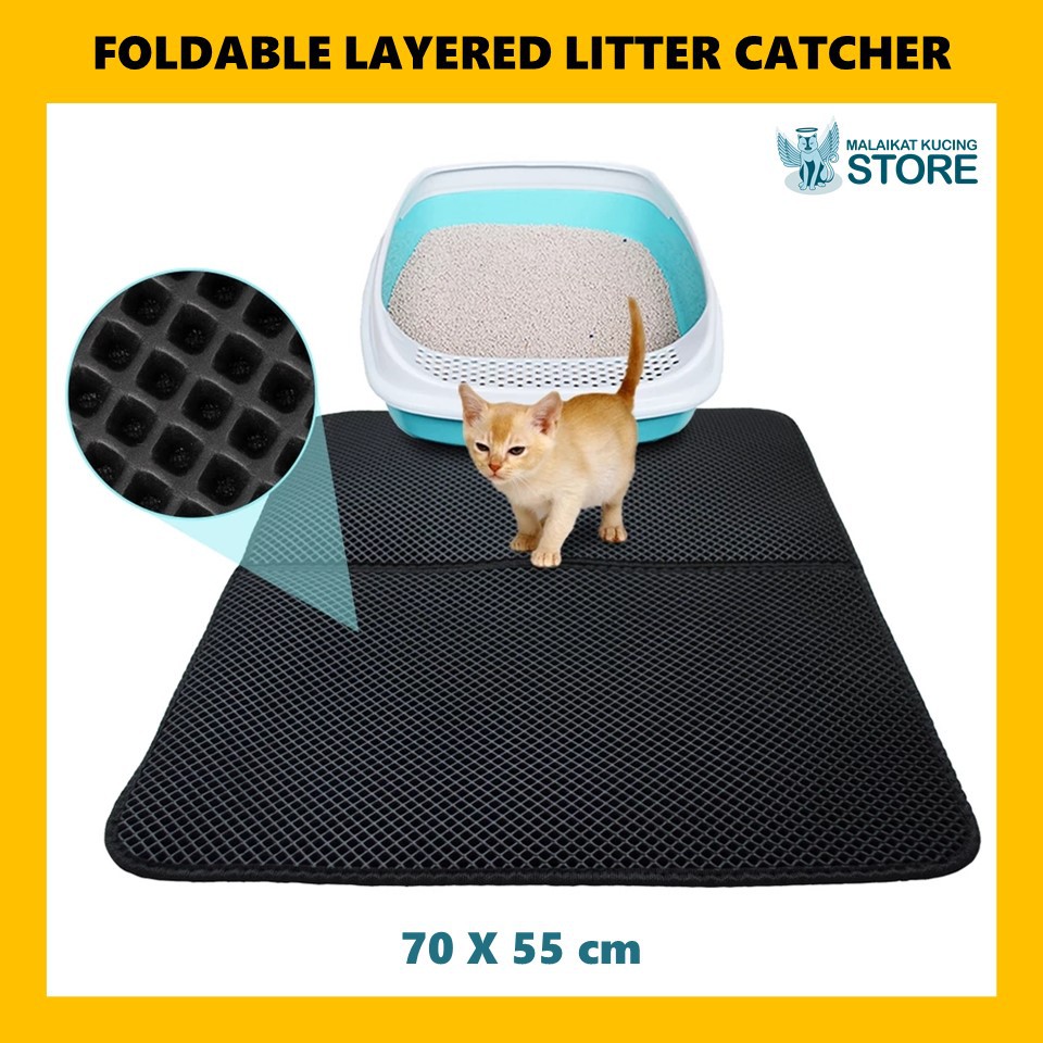 Foldable Layered Litter Catcher (70 x 55 cm) - Cat Litter Mat Keset Pasir Kucing